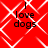 Red background with white geometric lines and black text reading "I love dogs" in four identical quadrants.