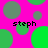 A static image with a bright pink background featuring green and gray circles, with the text 'steph' repeated four times in black pixelated font.