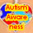 Four heart-shaped icons with colorful abstract backgrounds display text about autism awareness and problem-solving.