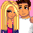 Pixel art contact sheet showing a couples-themed animated icon with two characters and heart symbols on pink background.