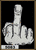 Pixelated hand with middle finger extended, white skin tone on black background framed by brown border.