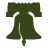 Dark green bell-shaped icon with white highlights on the upper curves, set against a plain background.