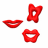 A contact sheet of 10 animated frames showing red lips and abstract shapes on a white background, arranged in a 4x3 grid with one gray placeholder cell.