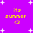 Purple background with white starbursts and yellow text reading 'its summer <3' repeated in a pattern
