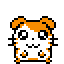 Pixel art hamster with orange and white fur, black eyes, and a small mouth, displayed in a of identical static frames