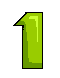 Six green pixelated shapes resembling a number one in various rounded forms against a gray background.