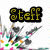 Pixelated icon with yellow text 'Steff' on black background above abstract multicolored shapes.