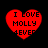 Four red heart-shaped icons with black text reading "I LOVE MOLLY 4EVER" on a black background, arranged in two of two