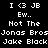Pixelated text displays 'I <3 JB', 'Ew..', 'Not The', 'Jonas Bros', and 'Jake Black' with red highlight changes across frames.