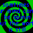 Green spiral background with blue text repeating 'sometims', 'r mind can', 'be spinnin', 'ut the work', and 'is still' in a pattern