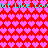 Red background filled with repeating pink heart shapes, overlaid with cyan text reading "Lot Like Lou" in a pixelated font.