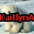 A polar bear cub sits on snow with text overlays reading 'KaitlynALoves' and 'Polar Bears!' in red, blue, and pink pixelated fonts.