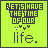 Green background with dark text reading 'LET'S HAVE THE TIME OF OUR life.' and small white symbols above the word 'life'.