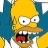 Pixelated cartoon character with yellow hair, wide eyes, and open mouth showing red tongue and teeth against blue background.
