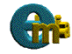 Animated sequence of blue 'e' and yellow 'm' letters forming a stylized email icon with shifting letter positions.
