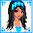 Pixel art contact sheet showing five frames of an animated angel-themed buddy icon with blue and white color scheme, including character portrait, full-body view, legs, and text labels "vision" and "angel".