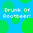 Blue background with green circles and repeated white text 'Drunk Of Rootbeer!' in pixelated font.
