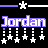 Pixel art animation featuring "Jordan" text in multiple colors with falling star and dot patterns on black background.