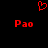 A static pixel art image featuring a red heart symbol above two instances of the text "Pao" in red, all on a black background.