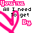 A 48x48 pixel animated buddy icon featuring pink and black text with a large pink heart outline, displayed as two sequential frames in a contact sheet layout showing slight animation changes.
