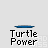 Pixel art animation of green anthropomorphic turtles in various poses with blue projectiles and text labels, set against a light gray background.