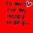 Red background with black pixelated text reading "So much for my Happy ending..." and a white heart symbol replacing the 'u' in 'much'.