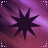 A static image shows a dark starburst shape against a purple-pink gradient background with pixelated corner accents.