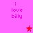 A pink background displays four identical text blocks reading "i love billy" with two red stars and one light pink star in different positions.