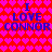 Red background with pink heart pattern, blue text "I LOVE CONNOR" repeated twice in a