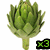 Pixelated green artichoke with layered leaves and a stem, each view showing an 'x3' label in different colors.