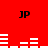 Red background with four black 'JP' text elements and white horizontal bar patterns arranged in two