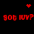 Red pixelated text 'got IUV? got IUV?' repeats across black background with red heart and starburst symbols above.