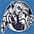 Pixelated circular icon with a gray and white wolf-like creature holding a dark object, set against blue background; adjacent text reads 'CoolBuddy.com' on teal.