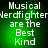 Green pixelated text reads "Musical Nerdfighter are the Best Kind" on a dark green background with visible pixelation and slight color variation.