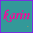 Teal background with pink cursive text 'karin' and yellow symbols changing across frames.