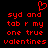 Red pixelated text on black background with a heart symbol above the first line, repeated in two identical