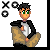 A 2x2 contact sheet of pixel art buddy icons showing three distinct frames with characters, text, and symbols in a retro digital style.