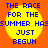 Four identical yellow circular icons with blue text on an orange background, each displaying 'THE RACE FOR THE SUMMER HAS JUST BEGUN' in pixelated font.