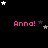 Black background with pink 'Anna!' text and white/grey stars; stars shift position across frames while text remains static.