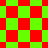 Red and green checkered pattern transitions from square to diamond with partial rotation on right side