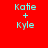 Four identical pixelated text displays of 'Katie + Kyle' on red backgrounds with varying gradient effects.
