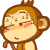 Pixelated monkey with brown fur, closed eyes, pink cheeks, and white sparkles on its face arranged in a pattern