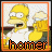 Pixelated image of a yellow-skinned cartoon character with a white shirt holding a beer mug, labeled 'homer' in orange and black text below.