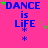 identical 'DANCE is LiFE' text icons on a bright pink background with scattered green and gray stars