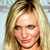 A static pixelated image of a person with long blonde hair, light skin, and a neutral expression against a light blue background.
