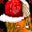 Pixel art contact sheet showing a woman in various poses wearing white bikini tops and red bottoms, with Santa hat variations, against black background with orange X patterns.
