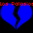 Red text "Los Polosios" spans the top of a black background with two blue broken hearts below.