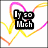 Four display text over a heart-shaped background with pink and yellow lines; each shows different phrases in black block letters