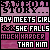A 2x2 contact sheet of four identical animated frames showing a pixelated text-based animation with pink and black color scheme, featuring repeated phrases about a boy meeting a girl.