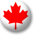Red maple leaf icon on gray circular background with pixelated edges and white outer border.